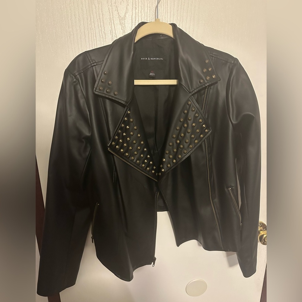 Studded Faux Leather Jacket